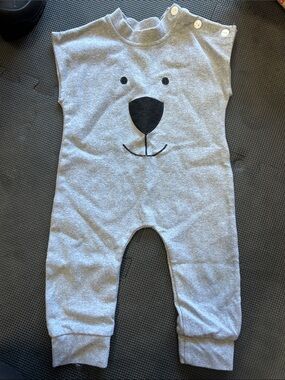 Gray Bear Face One-Piece Romper for Kids